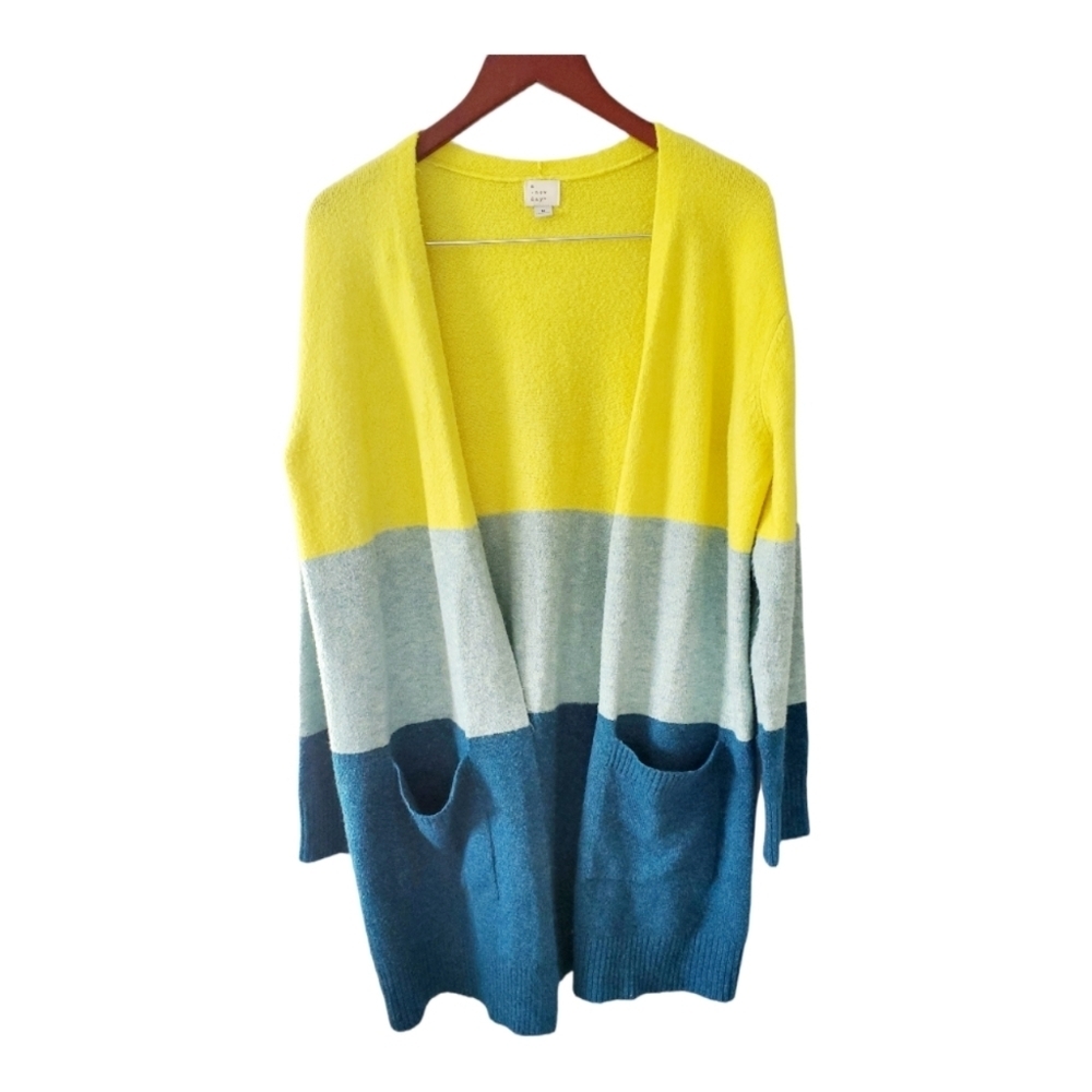 A New Day Multi Colored Stripe Long Cardigan Size Medium